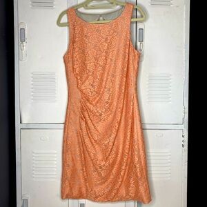 Coral lace lined Calvin Klein dress